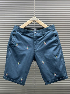 Cool Short Cotton Shorts Mens Casual Embroidered Sporty Thin Five-Quarter Length Summer Breathable Straight Leg Pants