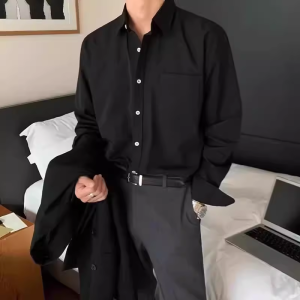 White Ice Silk Shirt Mens Summer K-style Lightly Mature Handsome Long Sleeves Tops Cleanfit Sun Protection Shirt Coat