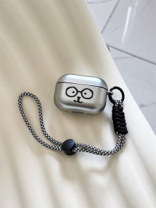 Silver Silicone Protective Case for Apple Bluetooth Earphones Airpods4 Glasses Emotion Shell Soft TPU Cute Creative Simple Design