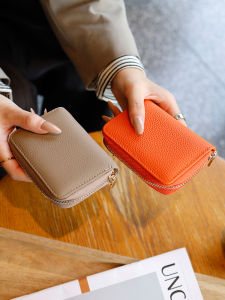 2025 New Womens Leather Card Holder Convenient Accordion Card Sleeve Small Portable Cowhide Multi-Card Holder Drivers License Bag