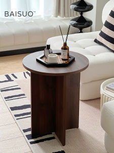 Antique Style round Coffee Table Side Table for Sofa Bedroom Milk Tea Shop Coffee Shop No Storage No Wheels Assembly Required