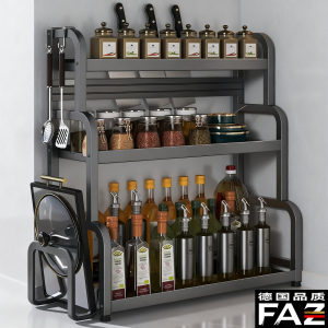 Kitchen Multi-Function Spice Rack Storage Box Countertop Shelf Organizer Carbon Steel Material Easy to Clean Easy to Install