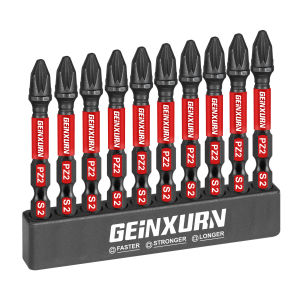 Geinxurn 2/3/6 Pozidriv #2 PZ2 Impact  Tough  Screwdriver Power Bit  Set S2 Alloy Steel Screwdriver Bits with Base