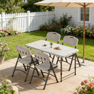 Folding Camping Table 4FT 6FT – Portable Table Heavy Duty Adjustable Height Picnic & Outdoor Party Table