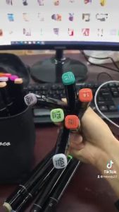 Màu Dạ 48 cây Touch tặng kèm túi vải Sét bút màu cho bé