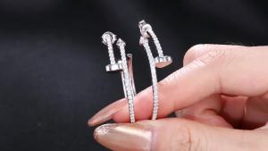 APIR 5A Zircon Inlaid Arrow Hoop Earrings for Women 35mm Sterling Silver Trendy Large Circle Earrings Daily Wear Fashion Jewelry