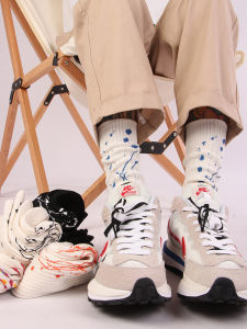 Artistic Splatter Long Socks Men Women Thick Yarn Chunky Street Style Cityboy Autumn Winter Cotton Sweat Absorbent Mid-Calf Socks