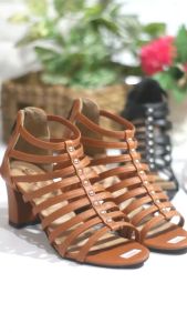 EMYE Sepatu Sandal Heels Pesta Kondangan Wanita Gladiator Zhipper 7 cm