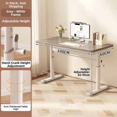 FWTDF | Elevating Mobile Computer Desk for Bedroom Simple Home Office Desk Work Station Student Study Table Adjustable Height Desk