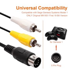 1.8M AV Audio Cable Composite Video Cord 6 Feet Line Compatible with SEGA Mega with 5 Pin Plug Cable for Genesis 1 Accessories