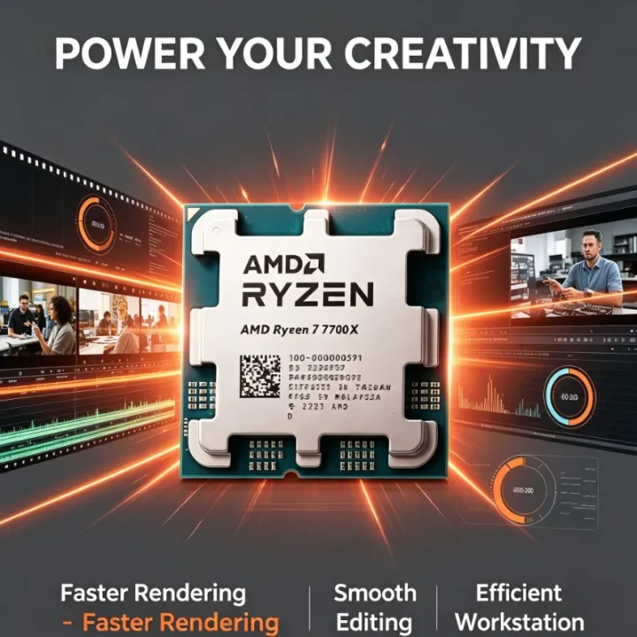 AMD | AMD R7 7700X High‑Performance Tray CPU 8‑Core 16‑Thread 4.5GHz 5NM 32M L3 Cache Socket AM5 PN 100‑000000591 Without Cooler