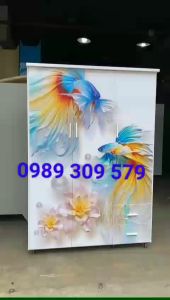 TỦ NHỰA ĐÀI LOAN 3 CÁNH IN 3D CÁ CHÉP CAO CẤP GIAO NHANH HCM