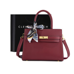 กระเป๋าถือทรงถุงใหญ่ความจุขนาดกลาง Clever&Ketch สำหรับคุณแม่ กระเป๋าถือทรงถุงสีแดงสำหรับผู้หญิงวัยกลางคน กระเป๋าถือแบบสะพายไหล่ข้างเดียว