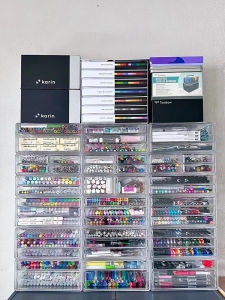 Acrylic Desktop Stationery Storage Box Drawer Style Pen Holder Markers Color Pens Brush Bucket Transparent Student Organizer