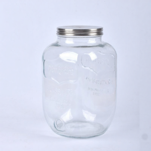 Decorative Glass Storage Bottle with Tap Wooden Base 4L