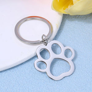 Hoạt Hình Chú Chó Paw Móc Khóa Inox Bạc Mặt Dây Chuyền Thời Trang Chìa Khóa Xe Ô Tô Món Quà Trang Sức Dành Cho Phụ Nữ Và Nam Giới