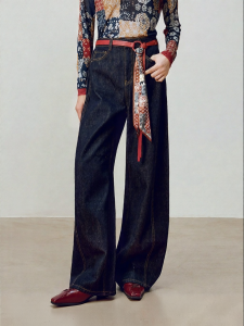 Embroidered 100 Cotton Loose-fit Straight-leg Jeans