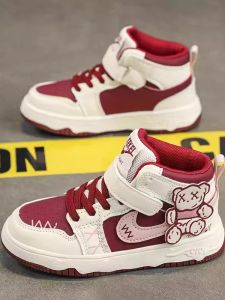 Spring 2025 New Style Kids Sneakers Girls Medium to Large Size Sports Casual Red Shoes for Boys And Girls Magic Tape Closure