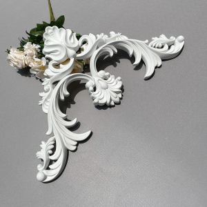 Curved PU lines with corner flowers French home decor imitation plaster polyurethane mold background wall decor.