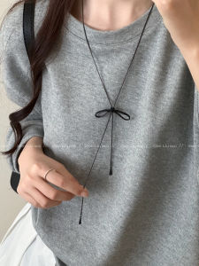 Black Butterfly Knot Beaded Necklace Womens Style 2025 New Trendy Design High End Sweater Chain Accessory Fashion Jewelry