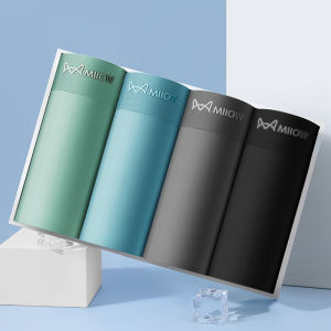 Miiow | Mens Ice Silk Briefs Breathable Thin Flat Angle Underwear Comfortable Youth Sport Style Mid Waist Graphene Antibacterial Shorts