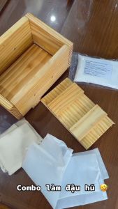 Khuôn Làm Đậu Phụ đậu hũ an toàn Bằng Gỗ Tự Nhiên An Toàn Tặng Túi Lọc đa năng và khăn lót