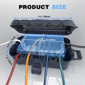 Outdoor Electrical Box Waterproof Extension Cord Cover with 6 Cable Entry Ports Weatherproof Connection Box for Power Strip Plug