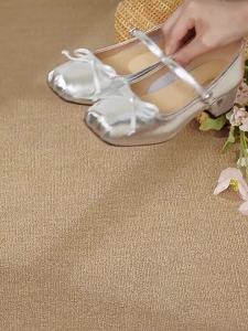 Reddragonfly | Silver Mary Jane Style Elegant Wedding Ballet Flats High Heels