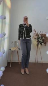CELANA BAHAN KERJA WANITA KANTORAN MODEL PINGGANG KARET