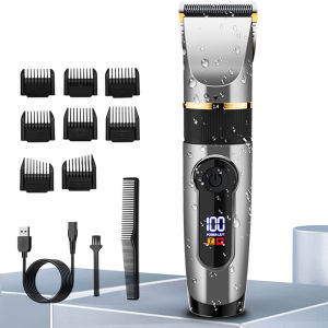 Tông Đơ Cắt Tóc Chuyên Nghiệp Dành Cho Nam Máy Cắt Tóc Điện Có Thể Sạc Lại Với Màn Hình LED Máy Cắt Tóc Chống Nước Dành Cho Râu Và Cắt Tóc Trẻ Em