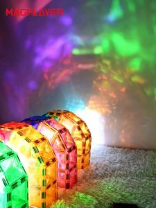 MAGPLAYER ของเล่นแม่เหล็ก แผ่นแม่เหล็กแรงสูงพื้นผิวเพชรสีสันสดใส 50/78/106 ชิ้น ของเล่นเพื่อการศึกษาสำหรับเด็ก เด็กชายและเด็กหญิงสร้างของเล่นหรือของขวัญ