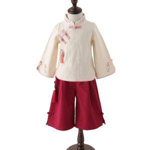 Girls Han Chinese Costume Spring & Fall Chinese Style Childrens Clothing Baby Ancient Costume Summer Little Girl Kids Cotton and Linen Suit New Chinese Tang Suit