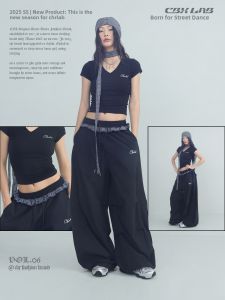 CBXLAB | Street Dance Brand Black 2025 Summer Spliced Lace Fast Drying Slim Fit Sport Pants