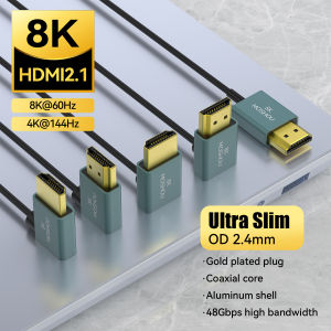 MOSHOU Ultra Thin 8K HDMI 2.1 90 Degree Down Angle Cable Flexible Slim High Speed Cord Support 4K 120Hz 8K 60Hz for TV HDTV PS5