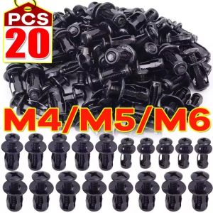 20PCS Car License Plate Fixing Nut Expansion Screw Rivet Nut Black Carbon Steel M4 M5 M6 Panel Clamping Lock Fastener Auto Accessories