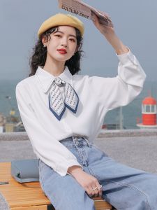 Áo sơ mi voan nữ MUTU dài tay màu trắng dáng rộng