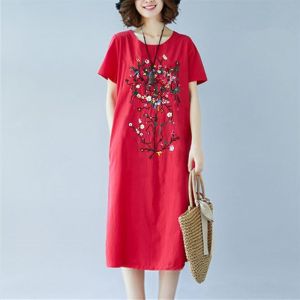 Summer New Ethnic Embroidered Cotton Linen Womens Vintage Art Loose Casual Sunscreen Dress Face Veil Mask Lightweight
