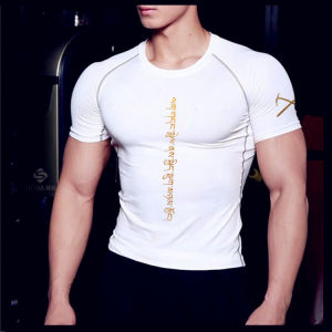 Mens Fitness Short Sleeve Tight-Fit Basketball Training Top Quick Dry Breathable Running T-Shirt Polyester Sportswear