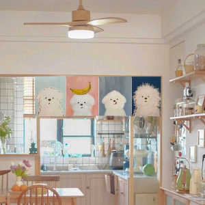Cartoon Animal Door Curtain Partition Curtain No Punching Kitchen Blocking Half Short Curtain Bedroom Bathroom Toilet Hanging Cloth Curtain