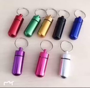 Mini Aluminum Keychain Emergency Tablet Pill Medicine Metal Storage Box Bottle Container Tangkai 紧急救心药罐扣