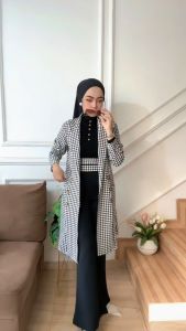 LONG BLAZER WANITA SCUBA MOTIF HS BEST SELLER BISA COD / BLAZER PANJANG KOREAN STYLE / BLAZER KANTOR
