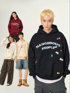 dangerouspeople | Hoodie with Fun Stickers Print Couples