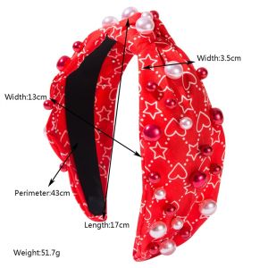 Valentines Day Knotting Letter Print Fabric Beaded Fashion Hairband Romantic Sweet Womens Hair Accessories Banana Clip