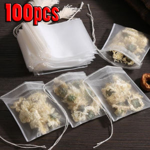 100pcs Biodegradable Tea Filter Bags / Safe & Natural Material Disposable Tea Filter Bags / Empty Cotton Drawstring Seal Filter Tea Bags / Disposable Filter Bags