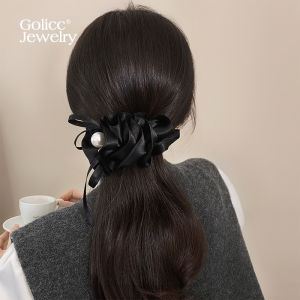Black Satin Hair Clip with Pearl Bowknot for Women New 2025 Elegant Folded Hair Accessories Korean Style Fashion Jewelry