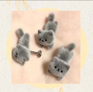 Cute Fluffy Plush Blue Cat Stud Earrings for Women New Trending Sweet Niche Design Sense Fashion Jewelry Exquisite Accessories