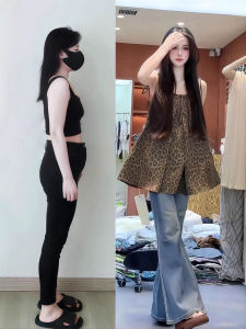 XUECAIQI | Plus Size Leopard Print Camisole and Jeans Summer Set