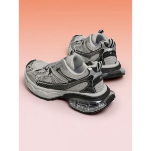 Casual Dad Shoes Mens Metal Color Sport Sneakers Low Top Glue Rubber mid Heel Increase Breathe Mesh Fashionable Trendy