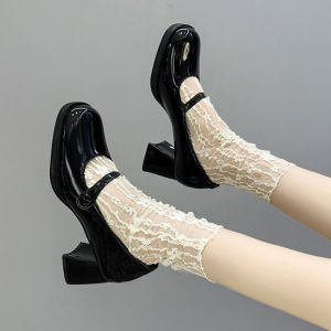 Mary Jane Womens Shoes High Heels French Vintage Thick Heel Slip-On JK Single Shoes Small Leather Shoes Spring Autumn New Style Versatile