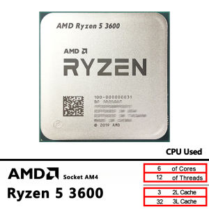 AMD Used Ryzen 5 3600 R5 3600 3.6 GHz GAMING Zen 2 7NM 65W L3=32M 100-000000031 Socket AM4